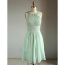 Classy Designer Straps Knee Length Short Chiffon Bridesmaid Dress