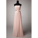 Modest Strapless Floor Length Chiffon Bridesmaid Dress with Bows