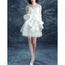 Girls Beautiful Short White Organza Cocktail Dress with Hand Made Flowers