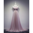 Affordable Empire Waist A-Line Sweep Train Long Chiffon Evening Wear Dress