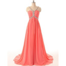 Classic Empire V-Neck Floor Length Chiffon Formal Evening Wear Dress