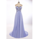 Custom Elegant Sweetheart Sweep Train Long Chiffon Prom Evening Dress