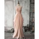 Custom Designer Strapless Floor Length Chiffon Pick-Up Skirt Formal Evening Dress