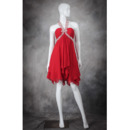 Junior Empire Waist Halter Sleeveless Short Red Chiffon Homecoming Dress