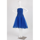 Custom classic Strapless Sleeveless Knee Length Blue Homecoming Dress