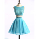 Sexy Hipster A-Line Sleeveless Short Chiffon Two-Piece Homecoming Dress