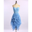 Girls Pretty Sweetheart High-Low Chiffon Beading Ruffle Homecoming Dress