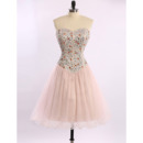 Affordable Cute Sheath Sweetheart Short Rhinestone Homecoming Dress