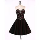 Classic A-Line Sweetheart Short Taffeta Rhinestone Little Homecoming Dress