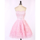 Hipster Sweetheart Short Ruffle Skirt Beading Pink Homecoming Dress