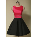 Affordable A-Line Sleeveless Short Satin Red & Black Homecoming Dress