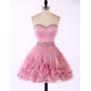 Pretty A-Line Sweetheart Short Organza Ruffle Skirt Homecoming Dress