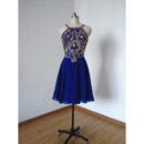 Custom classic Spaghetti Straps Short Chiffon Rhinestone Homecoming Dress