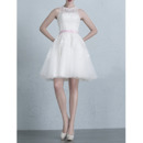 Classic Elegant A-Line Short/ Mini Organza Wedding Dress with Belts