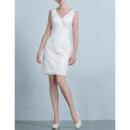 Discount Designer Column/ Sheath V-Neck Lace Short Petite Wedding Dress
