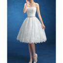 Custom Classic Ball Gown Strapless Knee Length Lace Short Wedding Dress