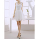 Custom Designer Informal A-Line Sleeveless Short/ Mini Tulle Satin Wedding Dress