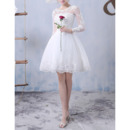 Discount Informal Ball Gown Short Tulle Wedding Dress with Long Sleeves
