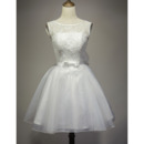 Custom Informal A-Line Sleeveless Short Lace Organza Wedding Dress