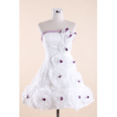 Custom Informal A-Line Strapless Short Wedding Dress with 3D Flowers