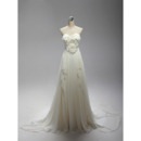 Beautiful Elegant Sweetheart Sweep Train Chiffon Wedding Dress with Ruffles