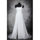 Modern Romantic One Shoulder Sleeveless Sweep Train Chiffon Plus Size Wedding Dress
