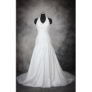 Discount Classy Sheath Halter Sleeveless Court Train Taffeta Plus Size Wedding Dress