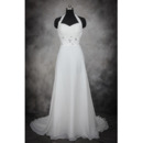 Designer Charming A-Line Halter Sleeveless Court Train Chiffon Plus Size Wedding Dress