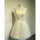 Custom Informal A-Line Sleeveless Satin Tulle Lace-Up Short Wedding Dress