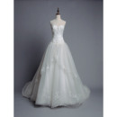 Women's Custom Ball Gown Sweetheart Chapel Train Organza Wedding Dress