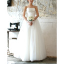 Women's Vintage Ball Gown Strapless Floor Length Tulle Wedding Dress
