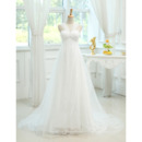 Discount Designer Empire Sweetheart Sweep Train Wedding Dress with Straps
