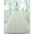 Cheap Classy Ball Gown V-Neck Floor Length Organza Wedding Dress