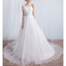 Classy Elegant Strapless Chapel Train Organza Wedding Dress