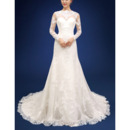 Latest Modern Sheath Long Organza Backless Bridal Wedding Dress with Long Sleeves