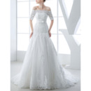 Modern Elegant Off-the-shoulder Organza Wedding Dress with Short Sleeves