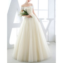 Classic Off-the-shoulder Full Length Wedding Dress with Short Sleeves