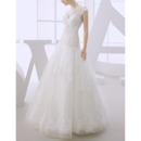 Cheap Modern A-Line Floor Length Organza Dropped Waist Wedding Dress