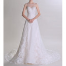 Women's Classic Sweetheart Sheer Neckline Court Train Tulle Wedding Dress