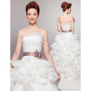 Modern Luxury Strapless Ruffle Skirt Wedding Dress with Belts