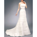 Inexpensive Chic Strapless Satin Organza Layered Wedding Dress with Belts