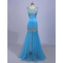 Affordable Trumpet Sleeveless Floor Length Organza Formal Evening Dress