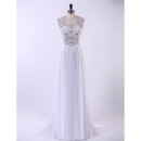 Beautiful V-Neck Floor Length Chiffon Applique Evening Dress for Women