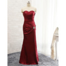 Classic Sheath Sweetheart Floor Length Satin Pleated Evening Dress