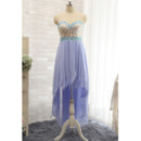 Beautiful Custom Sweetheart High-Low Chiffon Tasseled Skirt Prom Evening Dress