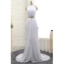 Beautiful Mandarin Collar Long Chiffon Pick-Up Skirt Prom Evening Dress