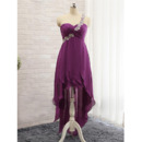 Inexpensive One Shoulder High-Low Purple Chiffon Prom/ Evening Dress