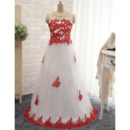 Classic Ball Gown Floor Length Tulle Applique Formal Evening Dress