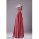 Simple One Shoulder Sleeveless Floor Length Chiffon Formal Evening Dress