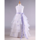 Inexpensive Stunning Organza Layered Skirt Applique Flower Girl Dress with Sash